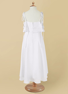 Azazie Temi Flower Girl Dresses White A-Line Spaghetti Strap Chiffon Dress image15