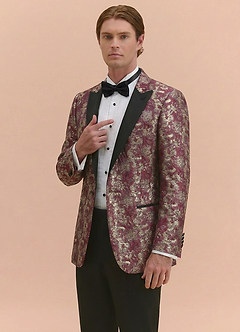 front Joseph Cabernetrot Formelles Jacquard-Smokingjackett mit spitzem Revers