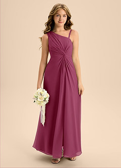 Azazie Brooke Junior Mulberry A-Line Side Slit Chiffon Dress image3