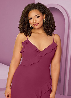 Barbie ♥ Azazie Bridesmaid Dresses Mulberry Sheath Chiffon Dress image6