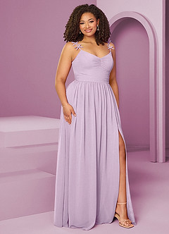 Barbie ♥ Azazie Robes de demoiselle d'honneur Robe Trapèze en Mousseline de soie Plissée Frostiges Flieder image12