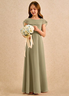 Azazie Kittie Girls Formal Flower Girl Klänningar Klä A-Line i Chiffong image3