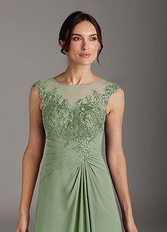 Azazie Endora Mother of the Bride Dresses Dusty Sage A-Line Scoop Lace Chiffon Dress image2