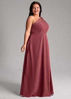 Azazie Phaedra Bridesmaid Dresses Merlot A-Line One Shoulder Chiffon Dress image3