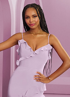 Barbie ♥ Azazie Jurken voor bruidsmeisjes Jurk van Chiffon met Kolom Frosted Lila image7