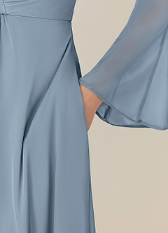Azazie Teraso Mother of the Bride Dresses Dusty Blue A-Line Pleated Mesh Dress image15