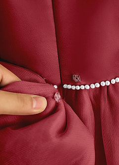 Azazie Lass Flower Girl Dresses Pomegranate A-Line Bow Tulle Dress image7