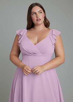 Azazie Leilani Bridesmaid Dresses Wisteria A-Line Pleated Chiffon Dress image11