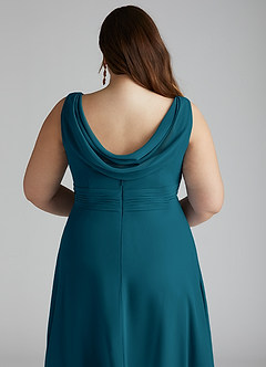 Azazie Karina Bridesmaid Dresses Ink Blue A-Line Pleated Chiffon Dress image10