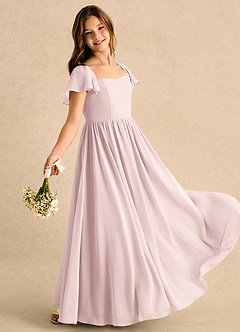 Azazie Patsy Girls Formal Flower Girl Dresses Blushing Pink A-Line Sweetheart Neckline Chiffon Dress image3