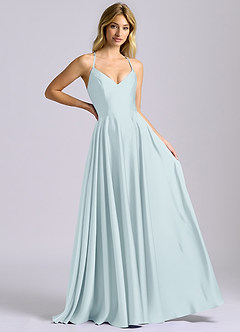 Azazie Truce Bridesmaid Dresses Mist A-Line Stretch Satin Dress image6