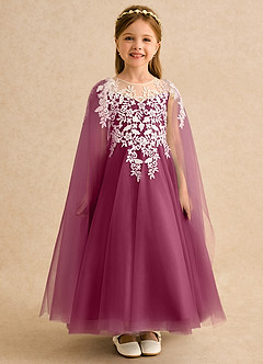 Azazie Dandelion Flower Girl Dresses Mulberry Ball-Gown Lace Dress image3