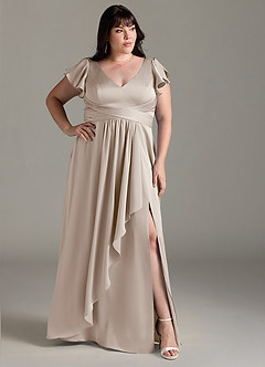 Azazie Omari Bridesmaid Dresses Frost A-Line Stretch Satin Dress image9