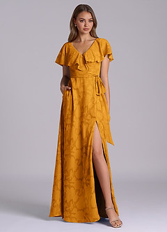 Azazie Lainey Brudtärnklänningar Klä av A-Linje i Blommig Utbrändhet med fickor Knäck image3