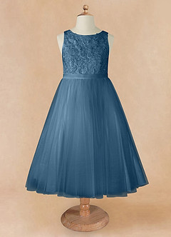 Azazie Calla Flower Girl Dresses Bermuda Ball-Gown Lace Tulle Dress image7