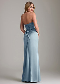 Azazie Lucille Vestidos de damas de honor Vestido de Azul Polvoriento de Satén Elástico de Corte Sirena Convertible con Sin tirantes image2