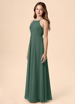 Azazie Ginny Junior Linia A Pofałdowany Szyfon Długość podłogi Młodsza druhna Sukienka image3