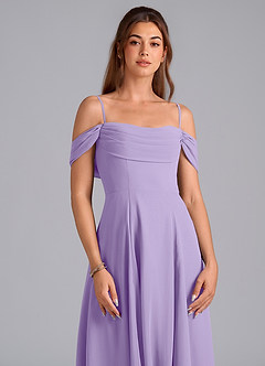 Azazie Almina Robes de demoiselle d'honneur Robe Trapèze Convertible en Mousseline de soie Épaule décolletée Lilas image5