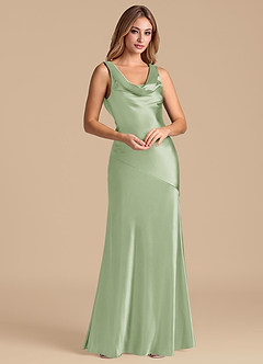 Azazie Rylina 신부 들러리 드레스 인어 메탈릭 새틴 바닥 길이 드레스 image4