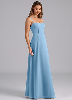 Azazie Valentine Bridesmaid Dresses Steel Blue A-Line Corset Chiffon Dress image5