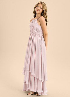 Azazie Elliora Junior Blushing Pink A-Line Pleated Chiffon Dress image6