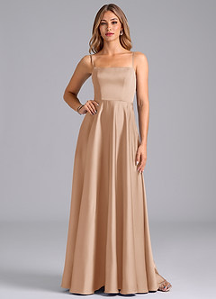 Azazie Elita Bridesmaid Dresses English Rose A-Line Pleated Stretch Satin Dress image1