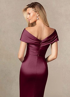 Azazie Ludlow Mother of the Bride Dresses Mulberry Mermaid Pleated Stretch Satin Dress image5