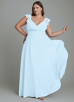 Azazie Leilani Abiti da Damigella Abito A-Line in Chiffon Plissettato Azzurro image8