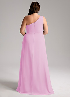 Azazie Brooke Bridesmaid Dresses Candy Pink A-Line One Shoulder Chiffon Dress image9