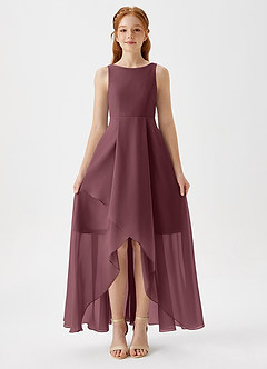 Azazie Lizette Junior Sangria A-Line Pleated Chiffon Dress image3