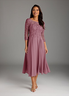 Azazie Marge Kleider für die Brautmutter A-Linie Schaufel Spitze Chiffon Kleid Vintage Mauve image2