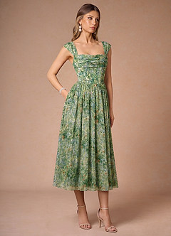 Hazel Green Floral Midi Dress image4