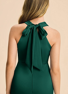Azazie Thea Junior Emerald Sheath Ruched Stretch Satin Dress image6