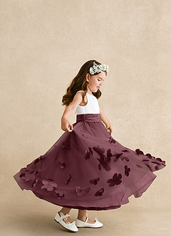 Azazie Vi vestidos de niña de las flores Vestido de Sangrado de Tul de Corte En A con Sin mangas image2