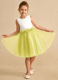 Azazie Louisa vestidos de niña de las flores Vestido Marfil Canario de Tul de Línea A con Sin mangas image4