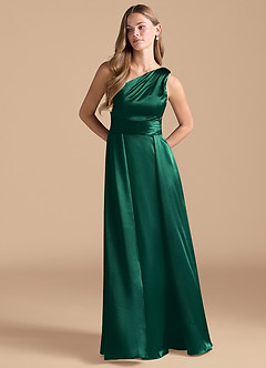 Azazie Dallas Final Sale Auburn A-Line One Shoulder Metallic Satin Dress image1