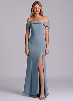 Azazie Luciana Bridesmaid Dresses Twilight Sheath Off the Shoulder Chiffon Convertible Dress image1