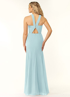 Azazie Rue Bridesmaid Dresses Sea Glass A-Line Halter Chiffon Dress image3