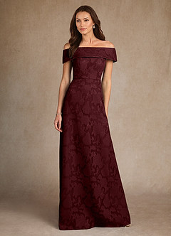 Azazie Medford vestidos de madre de la novia Vestido de Cabernet de Devorado Floral de Corte En A con Vestidos sin tirantes image4