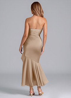 Azazie Danie Jurken voor bruidsmeisjes Jurk van Chiffon met Kolom Strapless Taupe image6