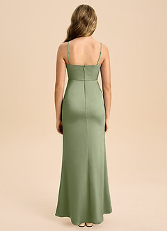 Azazie Buzzy Junior Pistachio Sheath Pleated Stretch Satin Dress image2