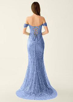 Caterina Glace Bleue Robe de bal à perles et paillettes, dos lacé image2