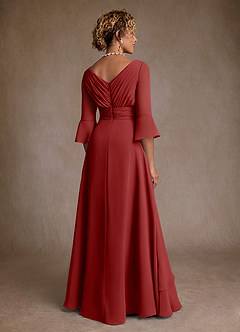 Azazie Eire Mother of the Bride Dresses Rust A-Line Pleated Chiffon Dress image2