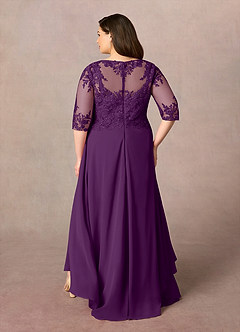 Azazie Monza Abiti per la Madre della Sposa Abito A-Line in Chiffon Pizzo Uva image9