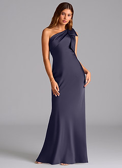 Azazie Yuanna Jurken voor bruidsmeisjes Jurk van Stretch Satijn met Zeemeermin One-Shoulder Stormachtig image3