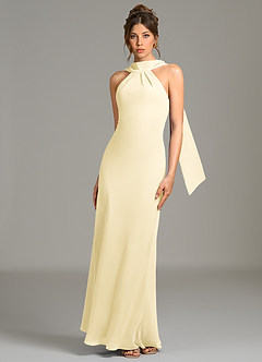 Azazie Cassiana Robes de demoiselle d'honneur Robe Sirène en Mousseline de soie Plissée Sorbet Citron image4