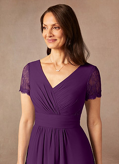 Azazie Polly Kleider für die Brautmutter A-Linie Spitze Chiffon Kleid Traube image8