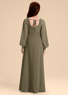 Azazie Bondi Junior Willow Green A-Line Blouson Chiffon Dress image2