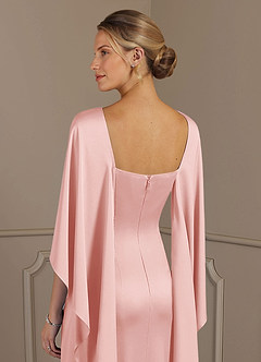 Azazie Eli Mother of the Bride Dresses Powder Pink Sheath Boatneck Stretch Satin Dress image6