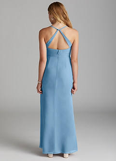 Azazie Becca Junior Robe Sirène en Mousseline de soie Acier Bleuté image4